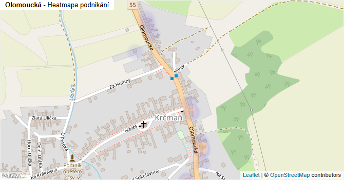 Olomoucká - mapa podnikání
