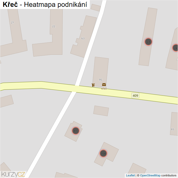 Mapa Křeč - Firmy v obci.