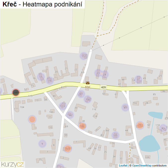 Mapa Křeč - Firmy v části obce.
