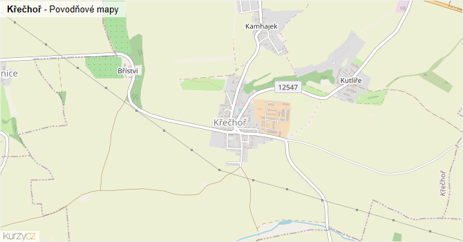 Křečhoř - záplavové mapy stoleté vody