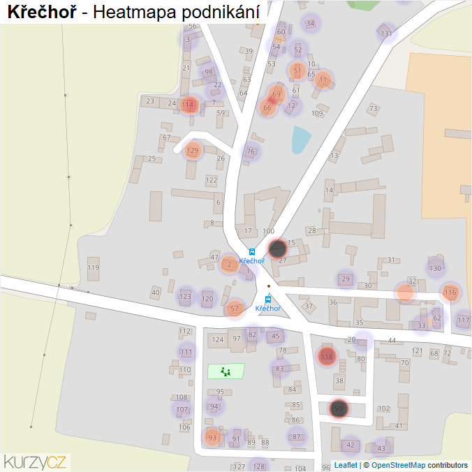 Mapa Křečhoř - Firmy v části obce.