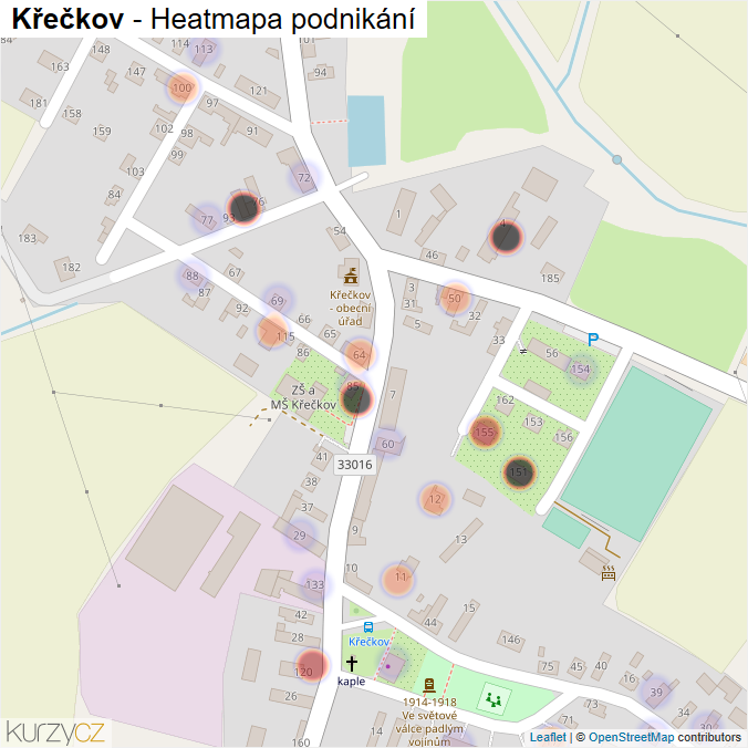 Mapa Křečkov - Firmy v části obce.