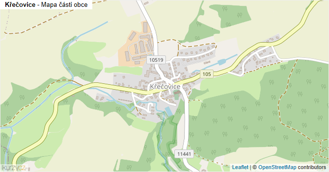 Křečovice - mapa části obce