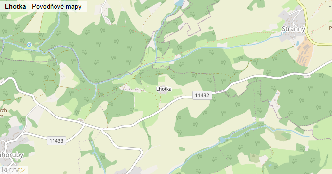 Lhotka - záplavové mapy stoleté vody