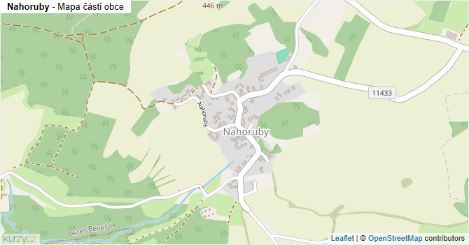 Nahoruby - mapa části obce