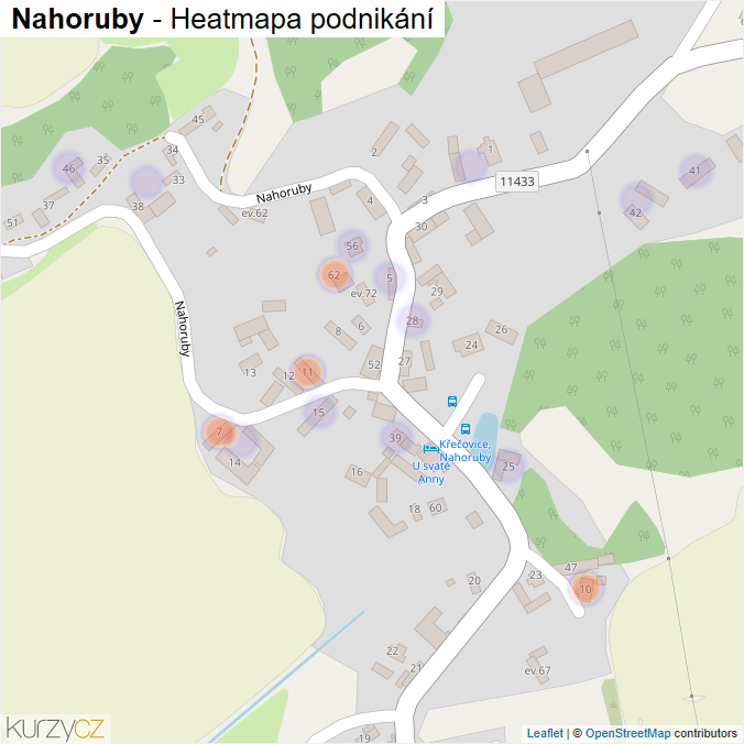 Mapa Nahoruby - Firmy v části obce.