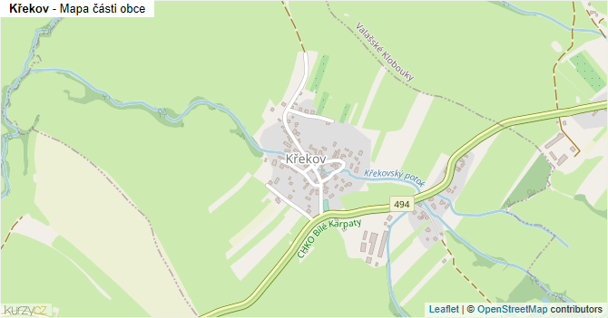 Křekov - mapa části obce