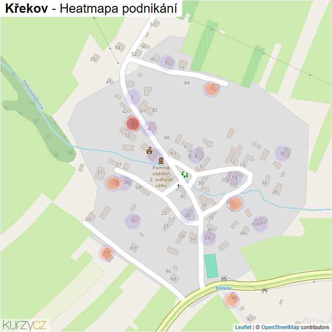 Mapa Křekov - Firmy v části obce.