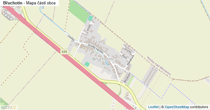 Břuchotín - mapa části obce