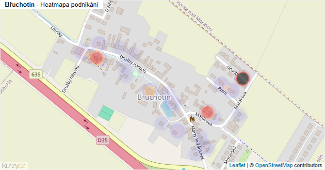 Břuchotín - mapa podnikání