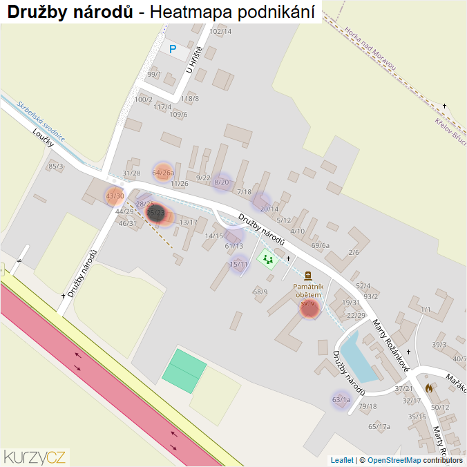 Mapa Družby národů - Firmy v ulici.