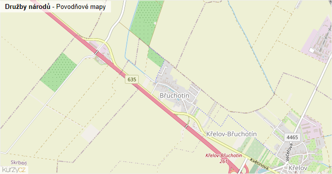 Družby národů - záplavové mapy stoleté vody