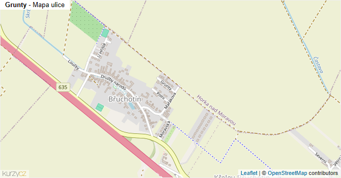 Grunty - mapa ulice