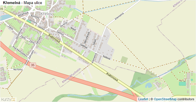 Křemelná - mapa ulice