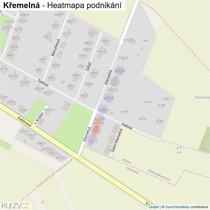 Mapa Křemelná - Firmy v ulici.