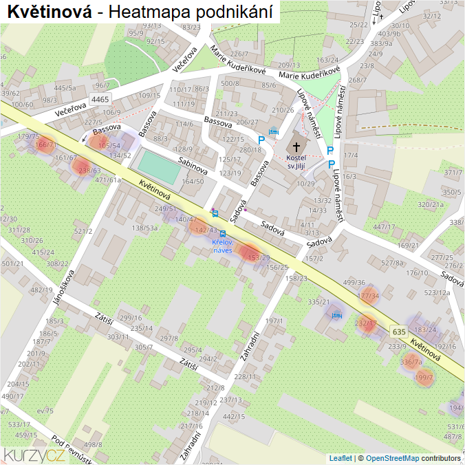 Mapa Květinová - Firmy v ulici.