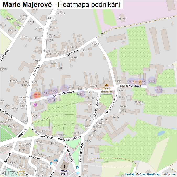 Mapa Marie Majerové - Firmy v ulici.