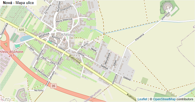 Nová - mapa ulice