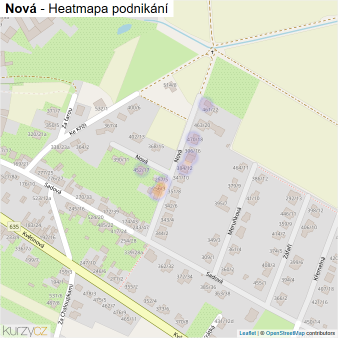 Mapa Nová - Firmy v ulici.