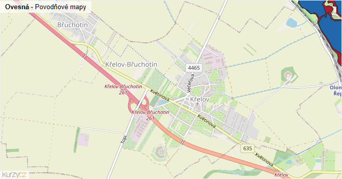 Ovesná - záplavové mapy stoleté vody