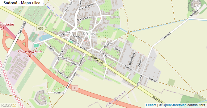 Sadová - mapa ulice