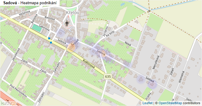 Sadová - mapa podnikání