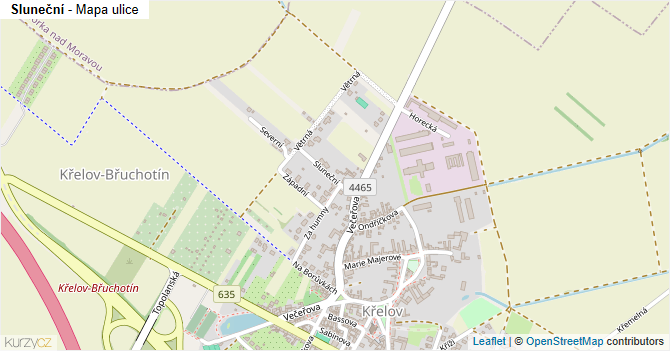 Sluneční - mapa ulice