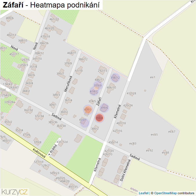 Mapa Záfaří - Firmy v ulici.