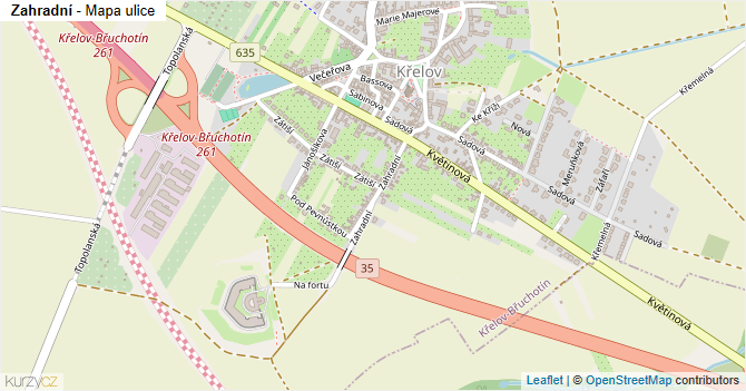 Zahradní - mapa ulice
