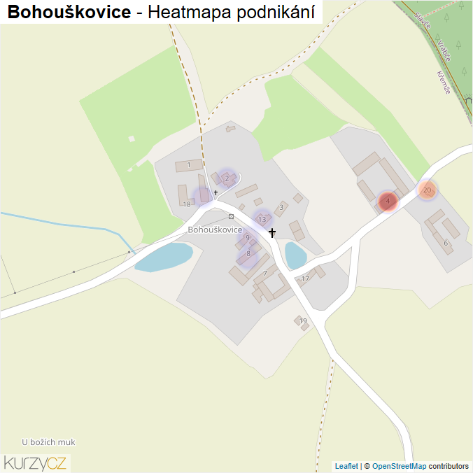 Mapa Bohouškovice - Firmy v části obce.