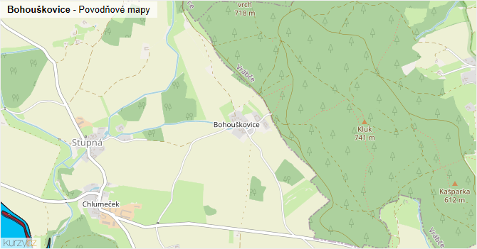 Bohouškovice - záplavové mapy stoleté vody