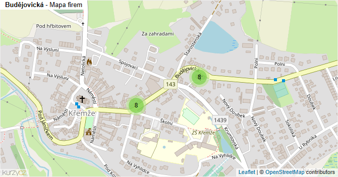 Budějovická - mapa firem