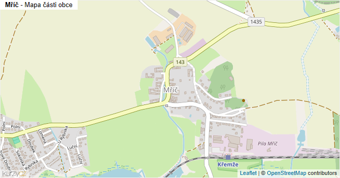 Mříč - mapa části obce