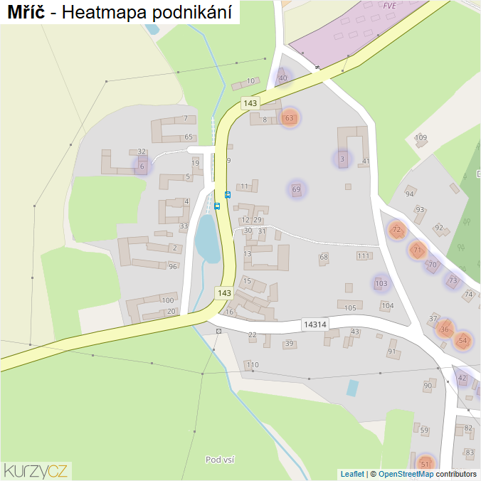 Mapa Mříč - Firmy v části obce.