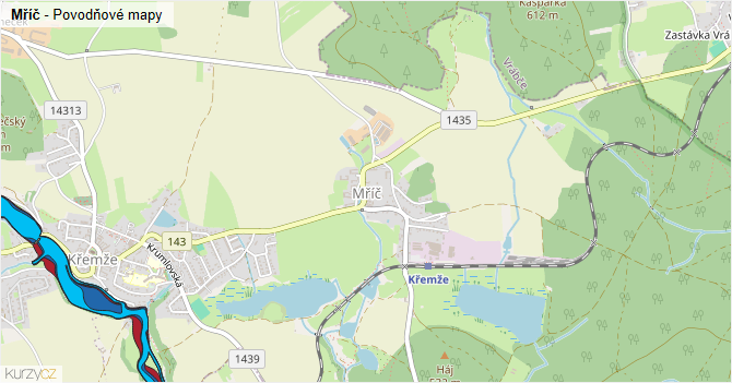 Mříč - záplavové mapy stoleté vody