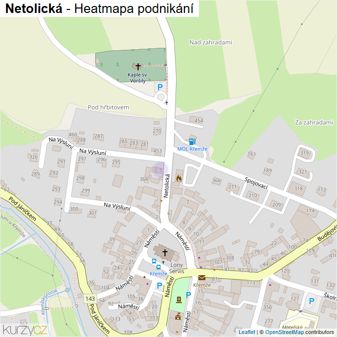 Mapa Netolická - Firmy v ulici.