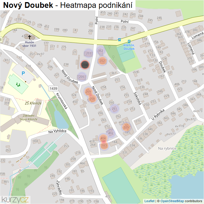 Mapa Nový Doubek - Firmy v ulici.