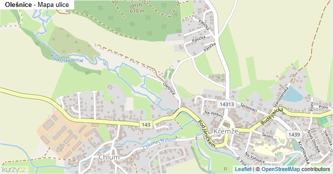 Olešnice - mapa ulice