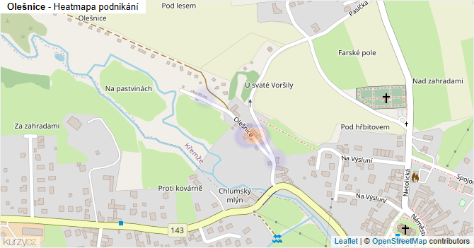 Olešnice - mapa podnikání