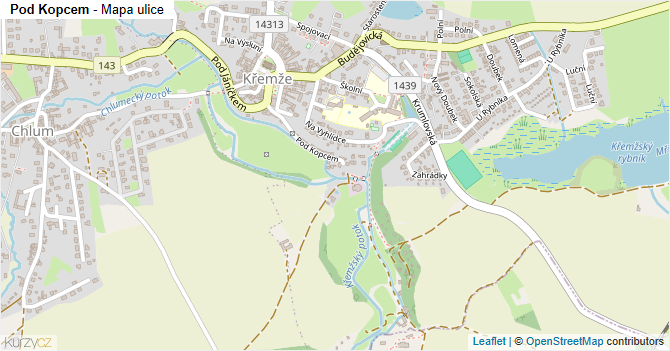 Pod Kopcem - mapa ulice