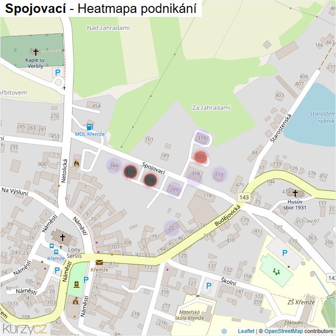 Mapa Spojovací - Firmy v ulici.