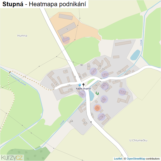 Mapa Stupná - Firmy v části obce.