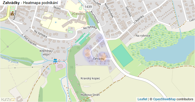 Zahrádky - mapa podnikání