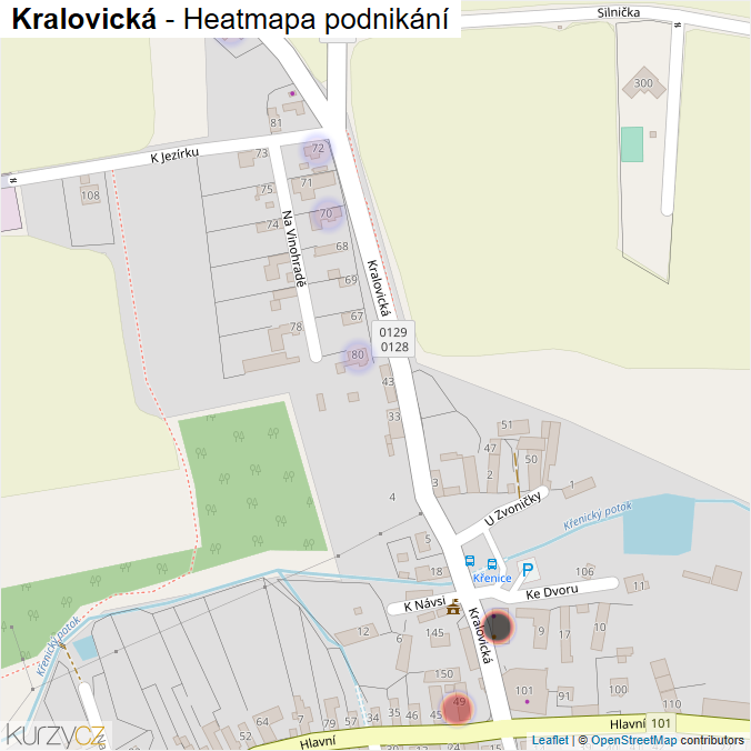 Mapa Kralovická - Firmy v ulici.