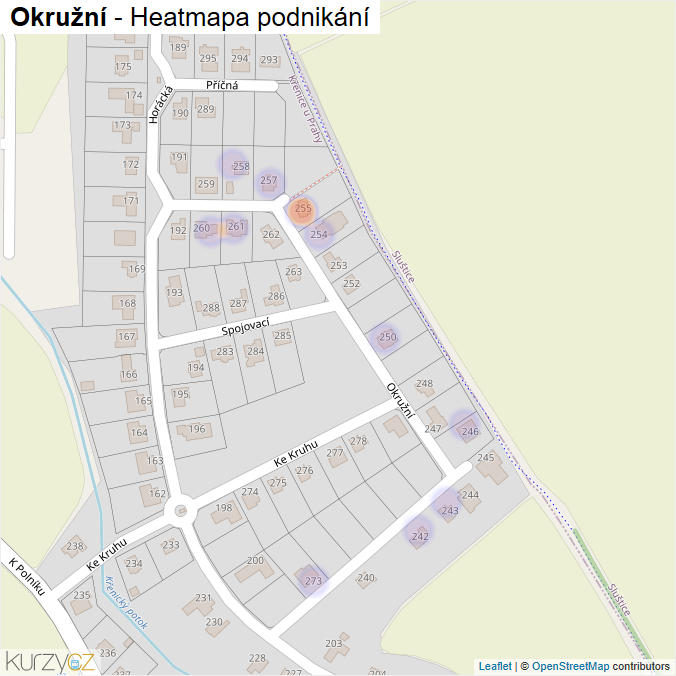 Mapa Okružní - Firmy v ulici.