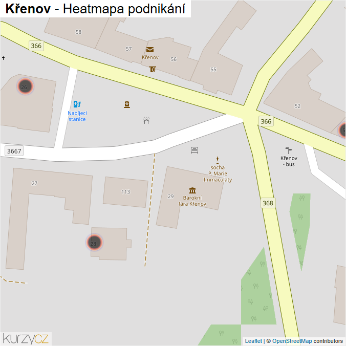 Mapa Křenov - Firmy v obci.