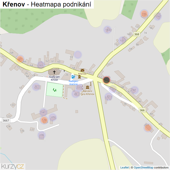 Mapa Křenov - Firmy v části obce.