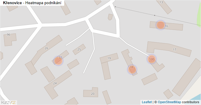 Křenovice - mapa podnikání