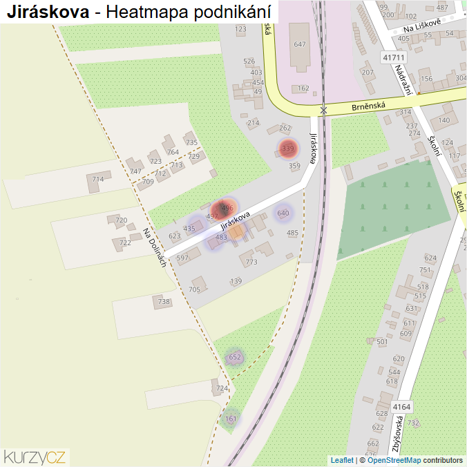 Mapa Jiráskova - Firmy v ulici.