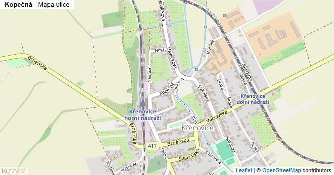 Kopečná - mapa ulice